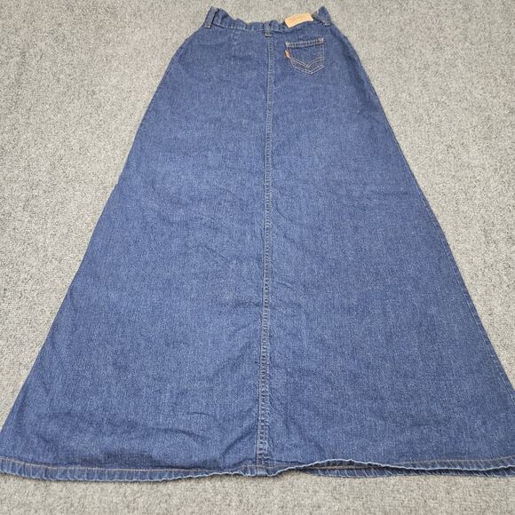 VTG Orange‎ Tab Levis Denim A Line Denim Skirt Tag Size 8/9 (TRUE 24 in Waist) - Picture 5 of 11
